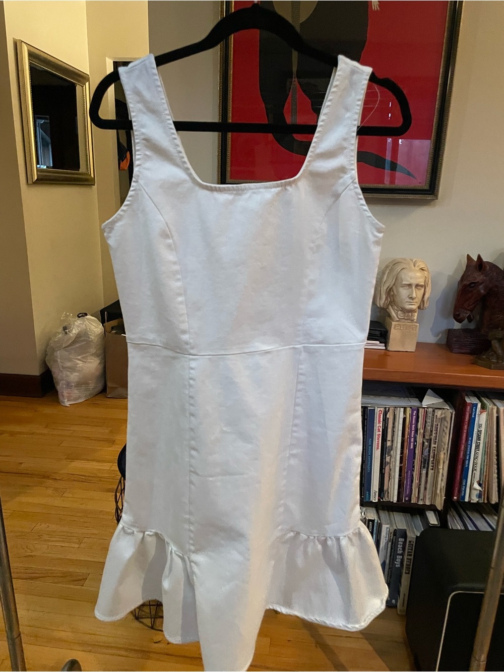 Nanette Lepore White Sleeveless Ruffle-Hem Mini Dress